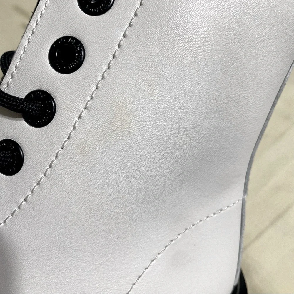 Dr Martens Luana White Leather Lace Up Combat Boots sz 6 - Picture 11 of 12